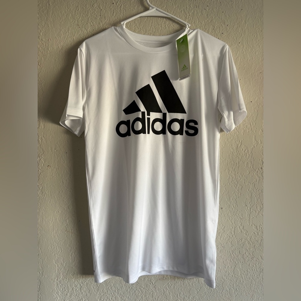 Adidas White and Black Short Sleeve Tee